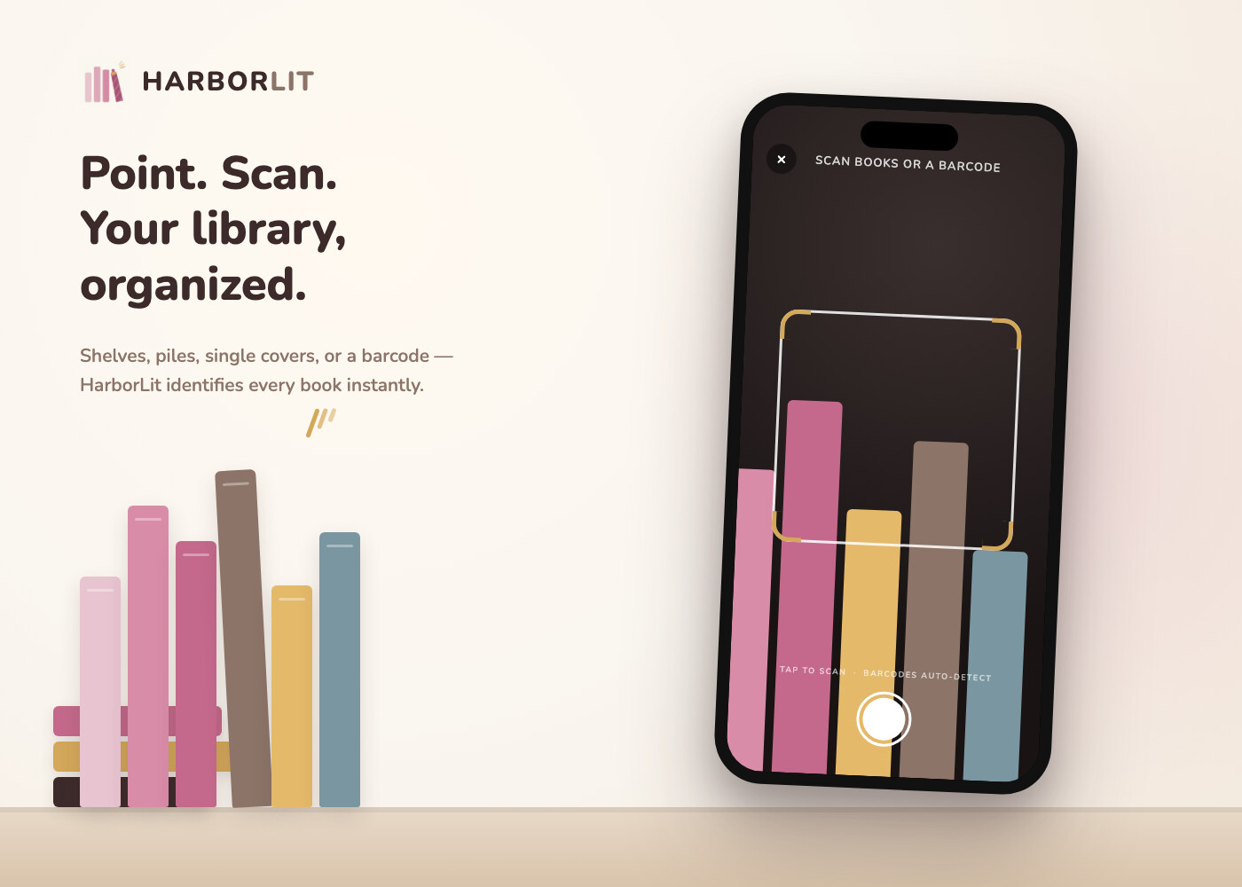 HarborLit scan screen identifying books on a shelf